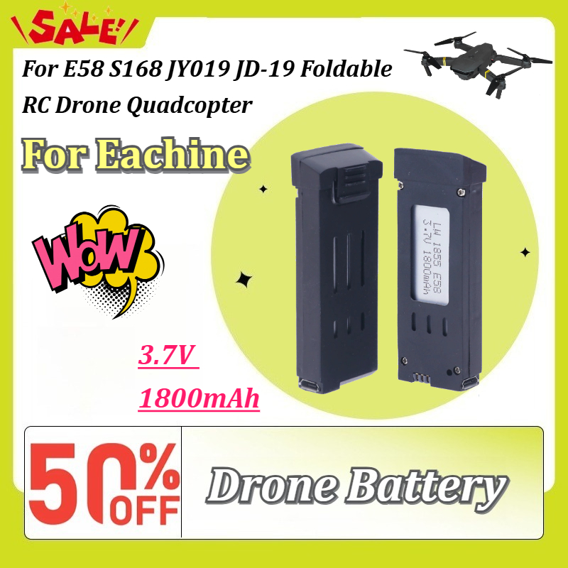 Eachine Drone E58 - แบตเตอรี่ลิเธียมแบบชาร์จใหม่ได้ 3.7V 1800mAh สำหรับโดรน Eachine E58